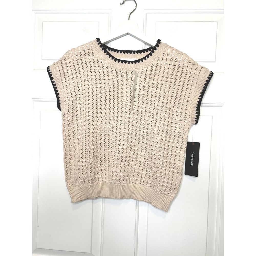 The Workshop NWT Ivory Crochet Knit Sweater Small
